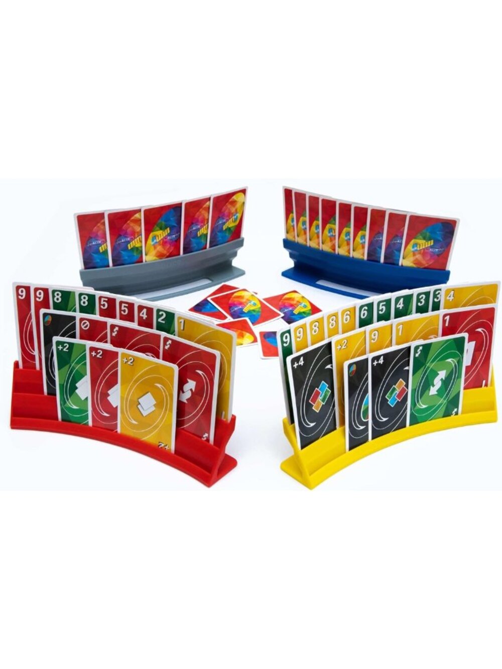 4 Pack Playing Card Holders - Stackable Game Card Trays for Kids & Adults